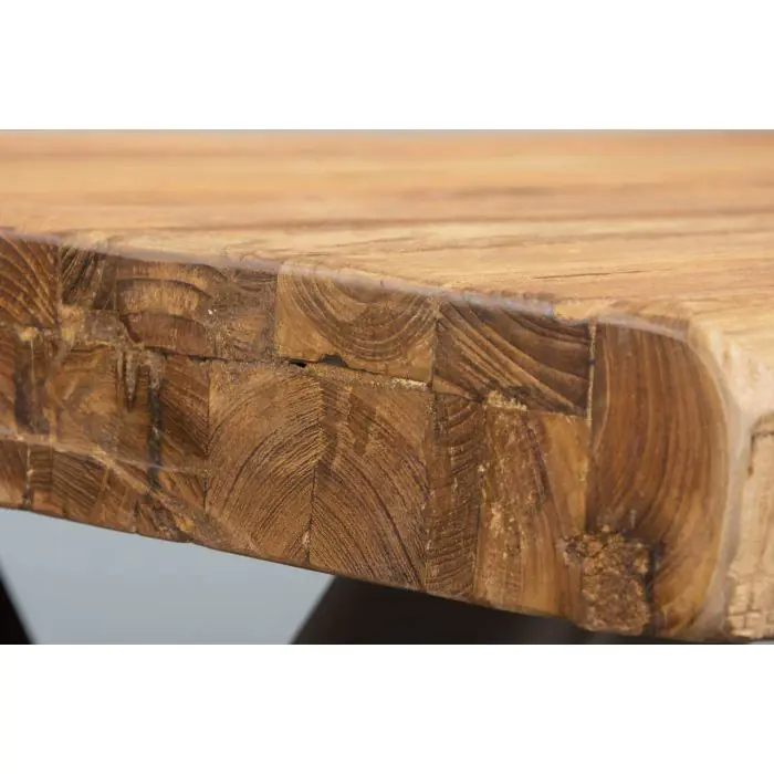 3m Reclaimed Teak Urban Fusion Dining Table with 1 Bench and 5 Velveteen Ring Back Chairs - 13