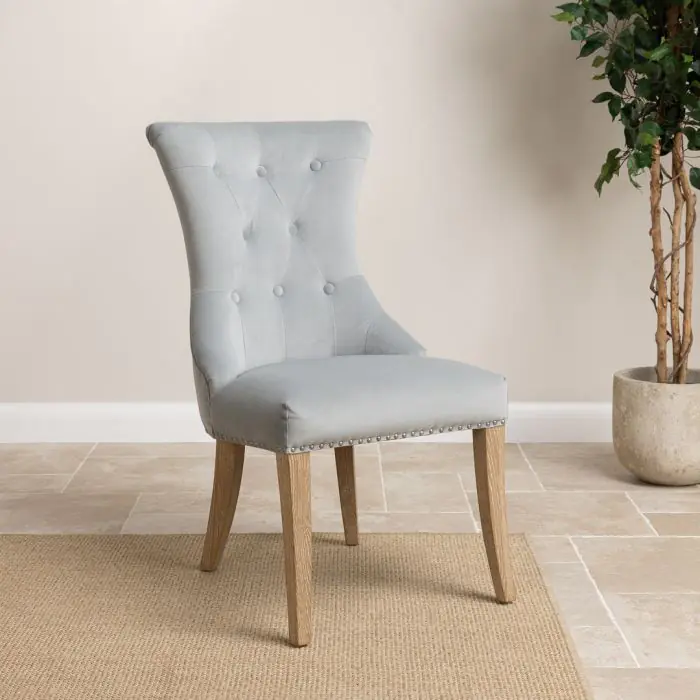 Velveteen Ring Back Dining Chair - Sea Mist - 0