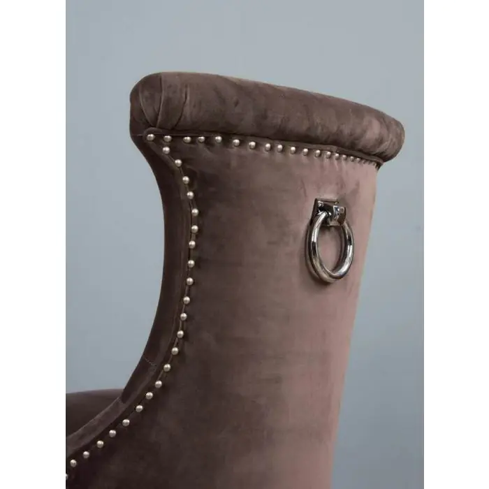 Velveteen Ring Back Dining Chair - Stone - 4