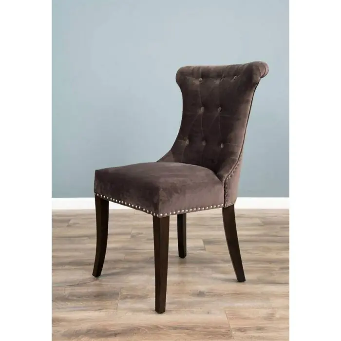 Velveteen Ring Back Dining Chair - Stone - 1