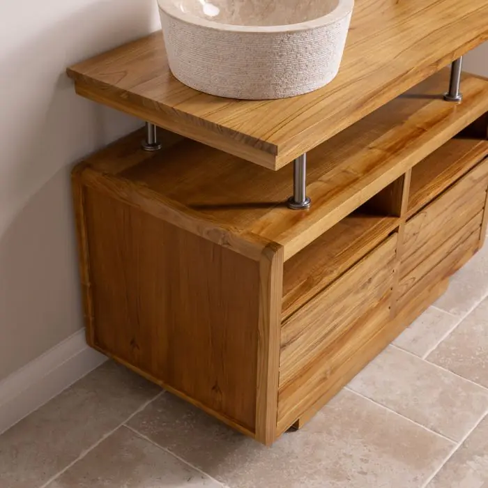 Vogue Teak Washstand with Two Drawers - 105cm X 80cm - 6