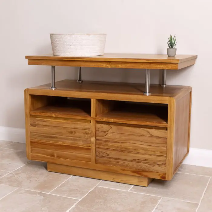 Vogue Teak Washstand with Two Drawers - 105cm X 80cm - 4