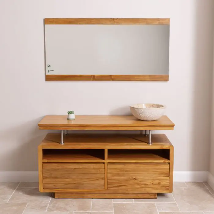 Vogue Large Teak Washstand with Two Drawers - 140cm X 80cm - 2