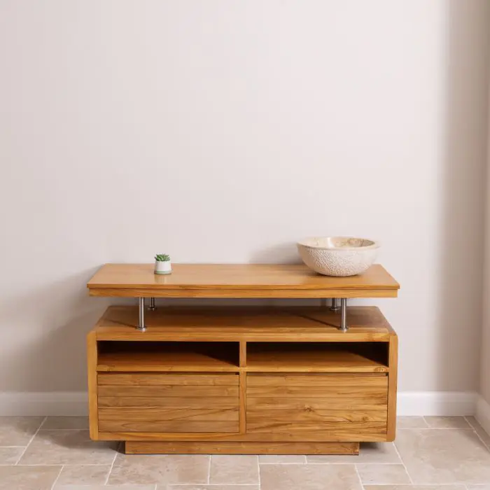 Vogue Large Teak Washstand with Two Drawers - 140cm X 80cm - 3