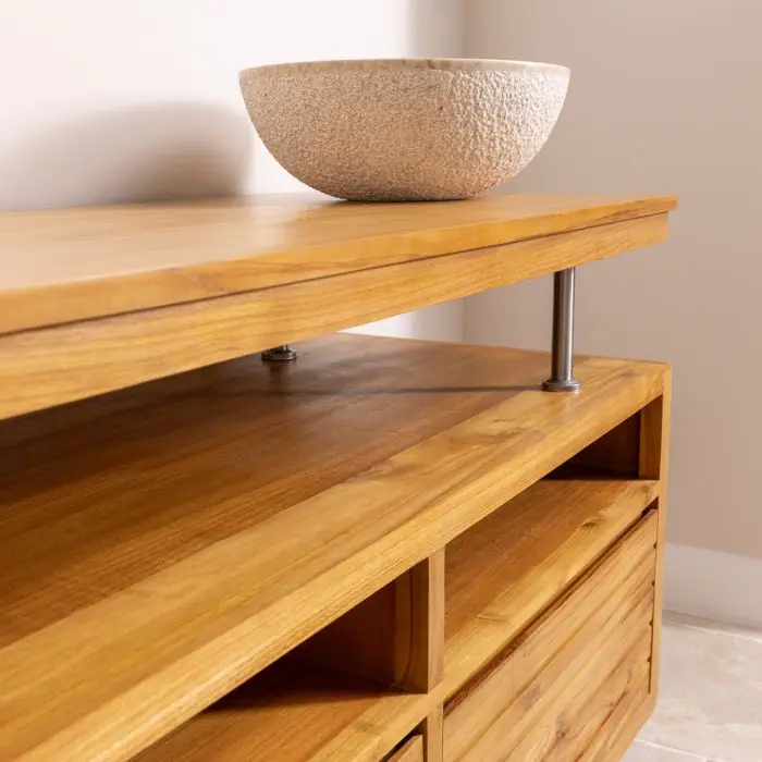 Vogue Large Teak Washstand with Two Drawers - 140cm X 80cm - 7