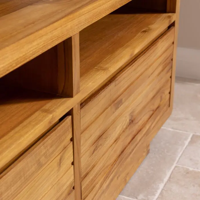 Vogue Large Teak Washstand with Two Drawers - 140cm X 80cm - 8