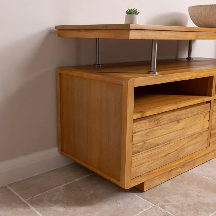Vogue Large Teak Washstand with Two Drawers - 140cm X 80cm - 6