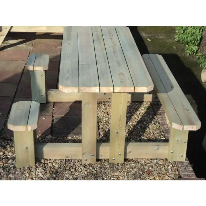 Swedish Redwood Disabled Access Walk Through Picnic Bench - 1