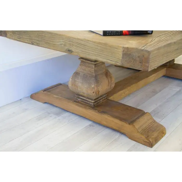1.4m Reclaimed Elm Pedestal Coffee Table - 3