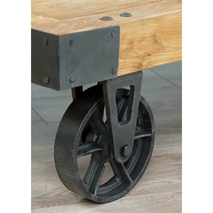 Reclaimed Elm Wheeled Coffee Table - 9