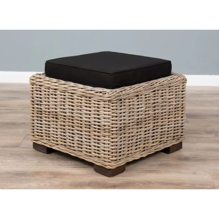 Donna Natural Wicker Armchair with Inset Cushion Footstool  - 2