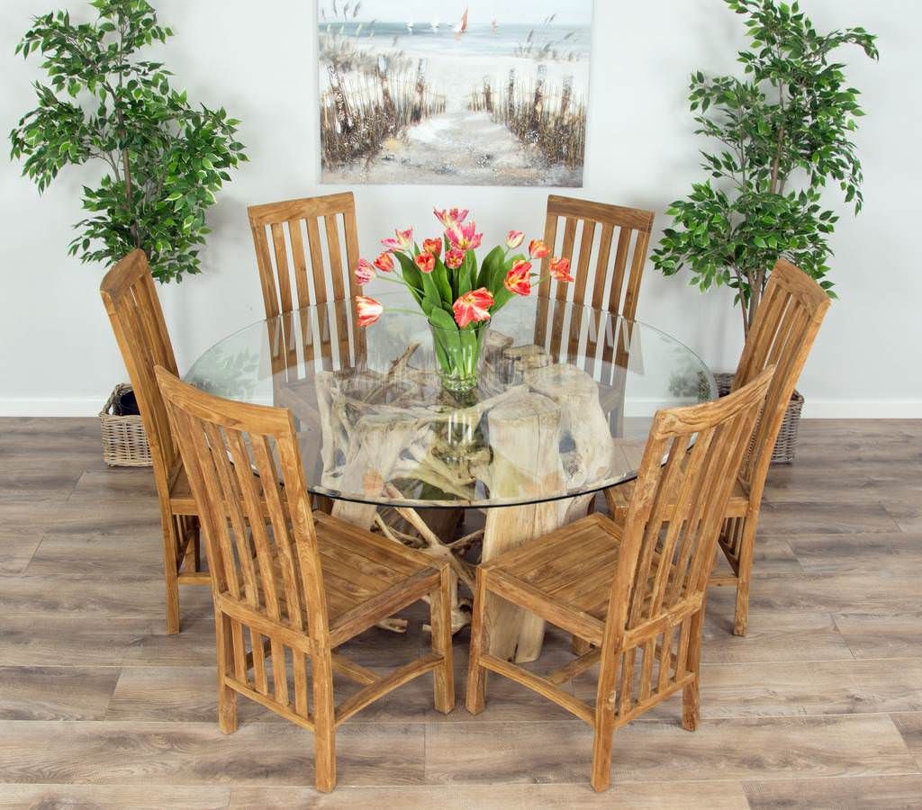 1.5m Java Root Table with Six Santos Dining Chairs - Sustainable Furniture