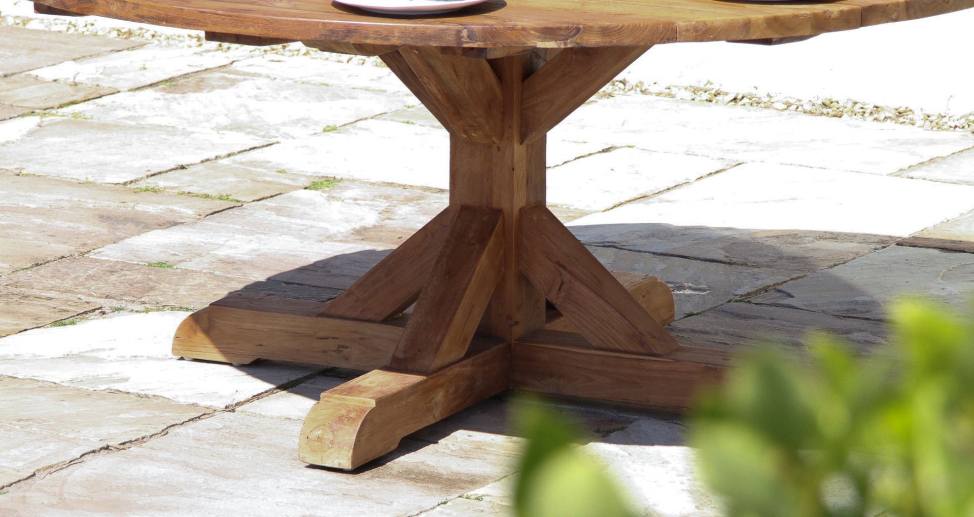 1.8m Reclaimed Teak Outdoor Open Slatted Dartmouth Table with 8 Scandi