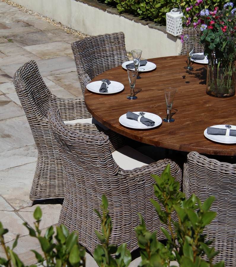 1.8m Reclaimed Teak Outdoor Open Slatted Dartmouth Table with 8 Donna