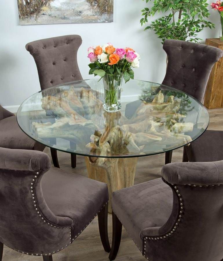 1.2m Reclaimed Teak Flute Root Circular Dining Table with 4 or 6