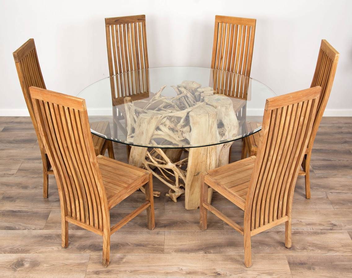 1.5m Java Root Circular Dining Table with 6 Vikka Chairs - Sustainable ...