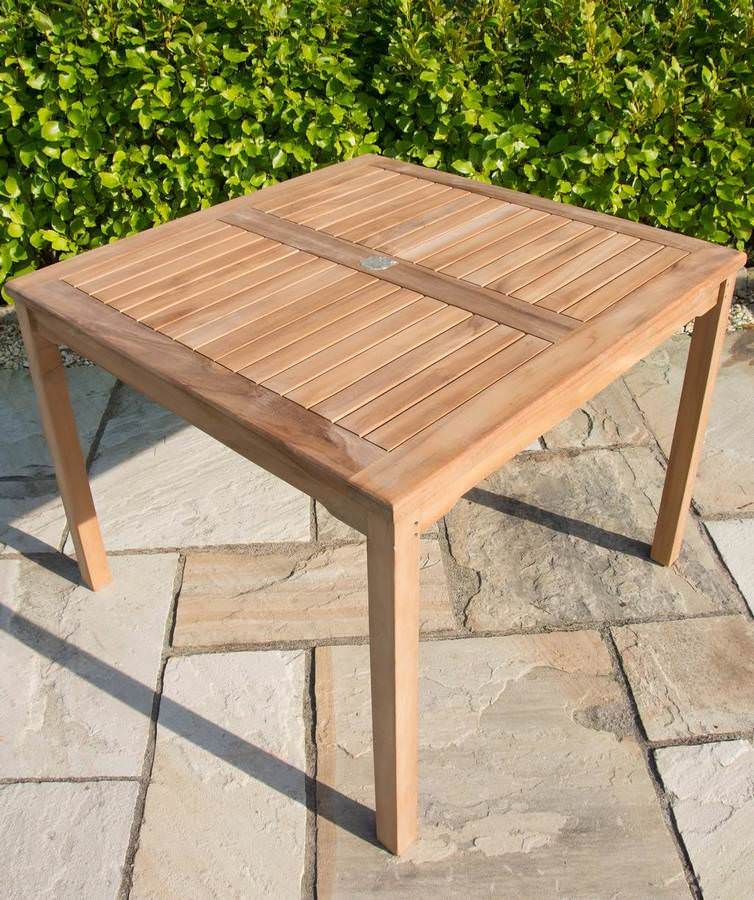 Teak Table Square 100cm Sustainable, Reclaimed Wood Garden Table Uk