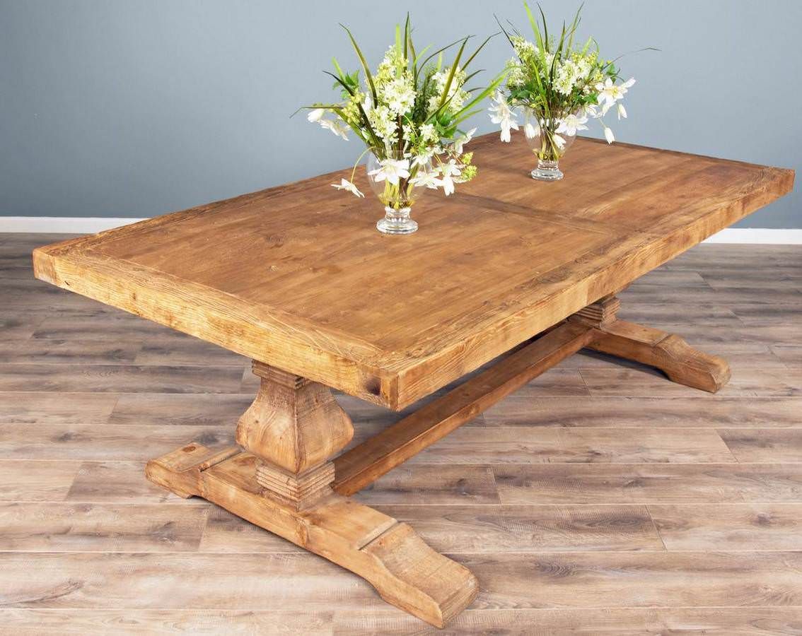 Reclaimed Elm Large Pedestal Table and Bench Set Sustainable Furniture