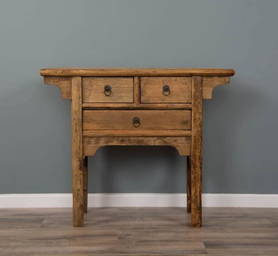 Reclaimed Elm 3 Drawer Console Table Sustainable Furniture