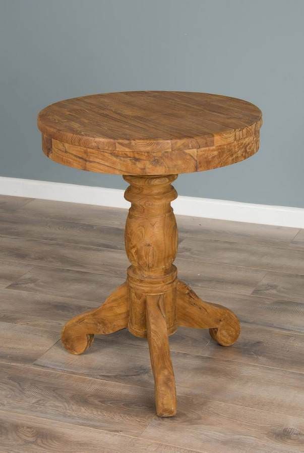 60cm Reclaimed Teak Circular Pedestal Table Sustainable Furniture 60cm Reclaimed Teak Circular Pedestal, Round Dining Table 60cm
