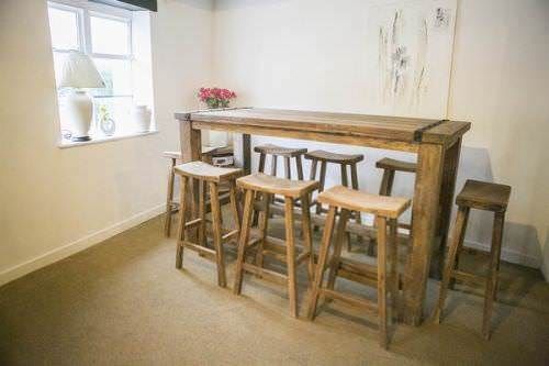 Bar Table With 8 Teak Stools, Free Standing Bar Table With Stools
