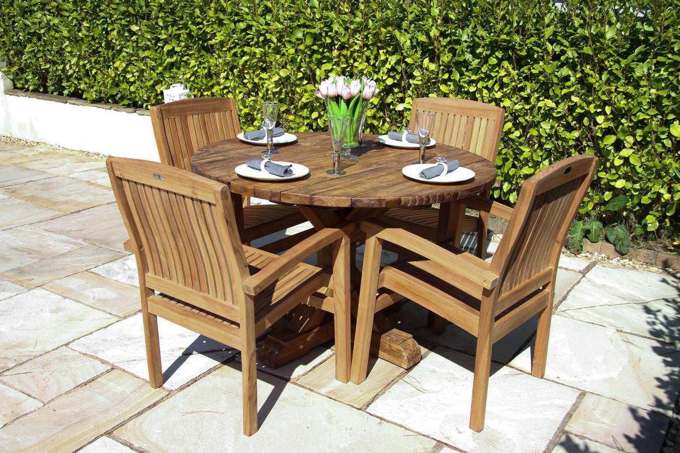 1 2m Reclaimed Teak Outdoor Open Slatted Dartmouth Table with 4 Marley  