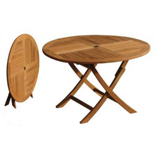 1.2m Teak Circular Folding Table with 6 Classic Folding Chairs Sustainable Furniture