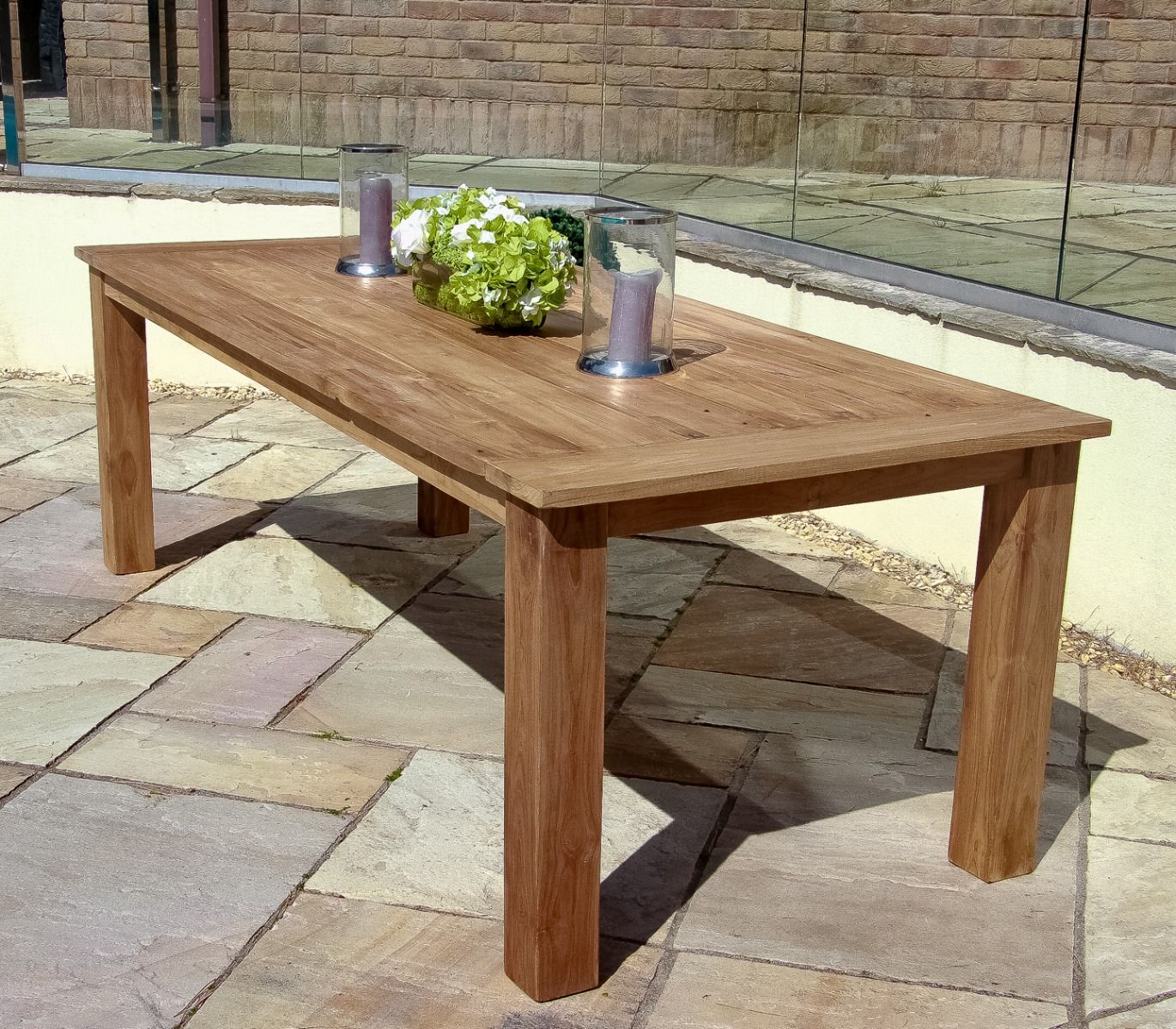 Reclaimed Teak Open Slatted Dining Table 2.4m Sustainable Furniture