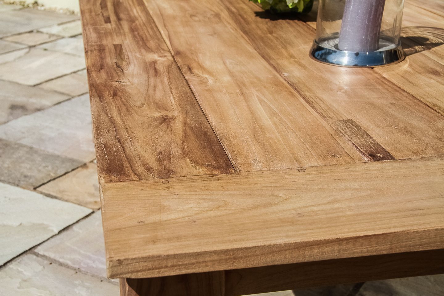 Reclaimed Teak Open Slatted Dining Table 2.4m Sustainable Furniture