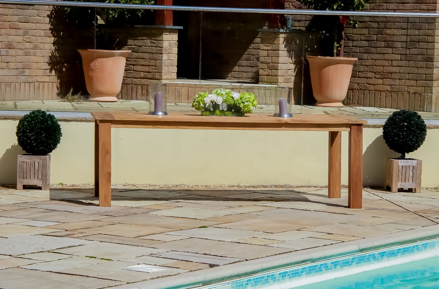 Reclaimed Teak Open Slatted Dining Table 2.4m Sustainable Furniture