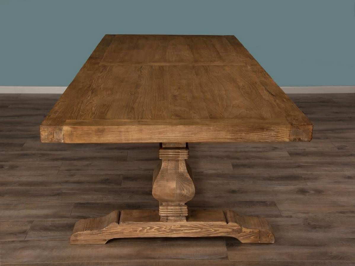 Reclaimed Elm Pedestal Dining Table Sustainable Furniture