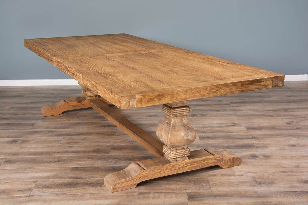 Reclaimed Elm Pedestal Dining Table Sustainable Furniture