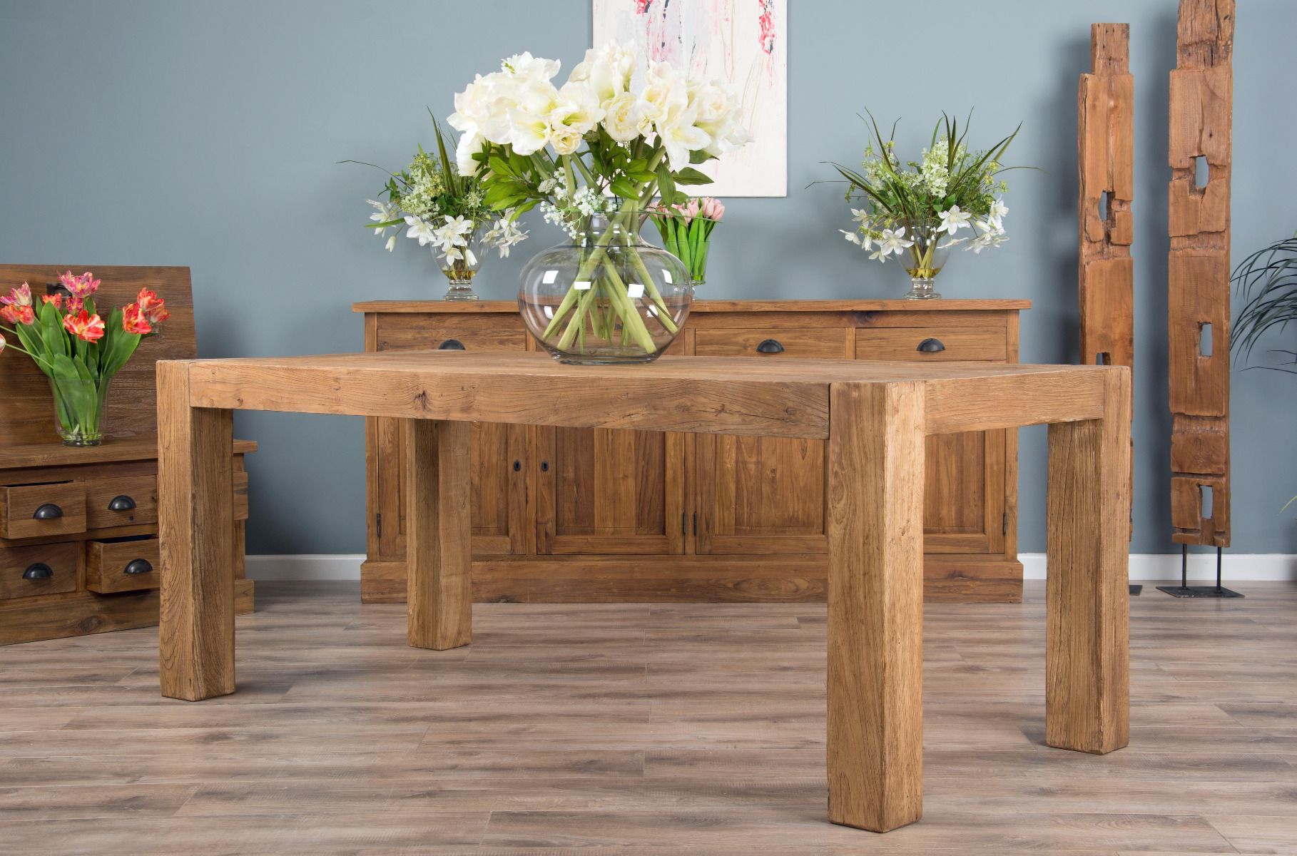 2.4m Reclaimed Elm Luxury Chunky Style Dining Table Sustainable Furniture
