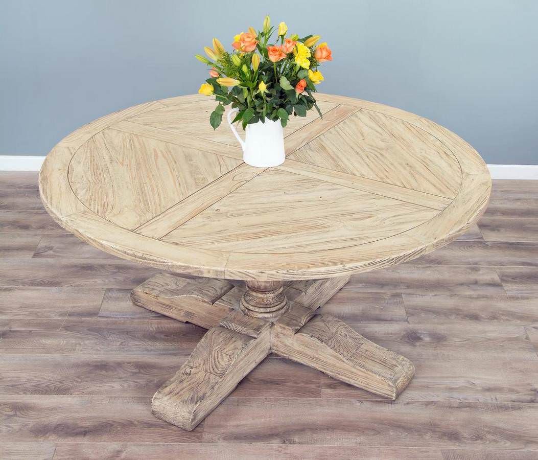 1.6m Reclaimed Pine Pedestal Dining Table Sustainable Furniture
