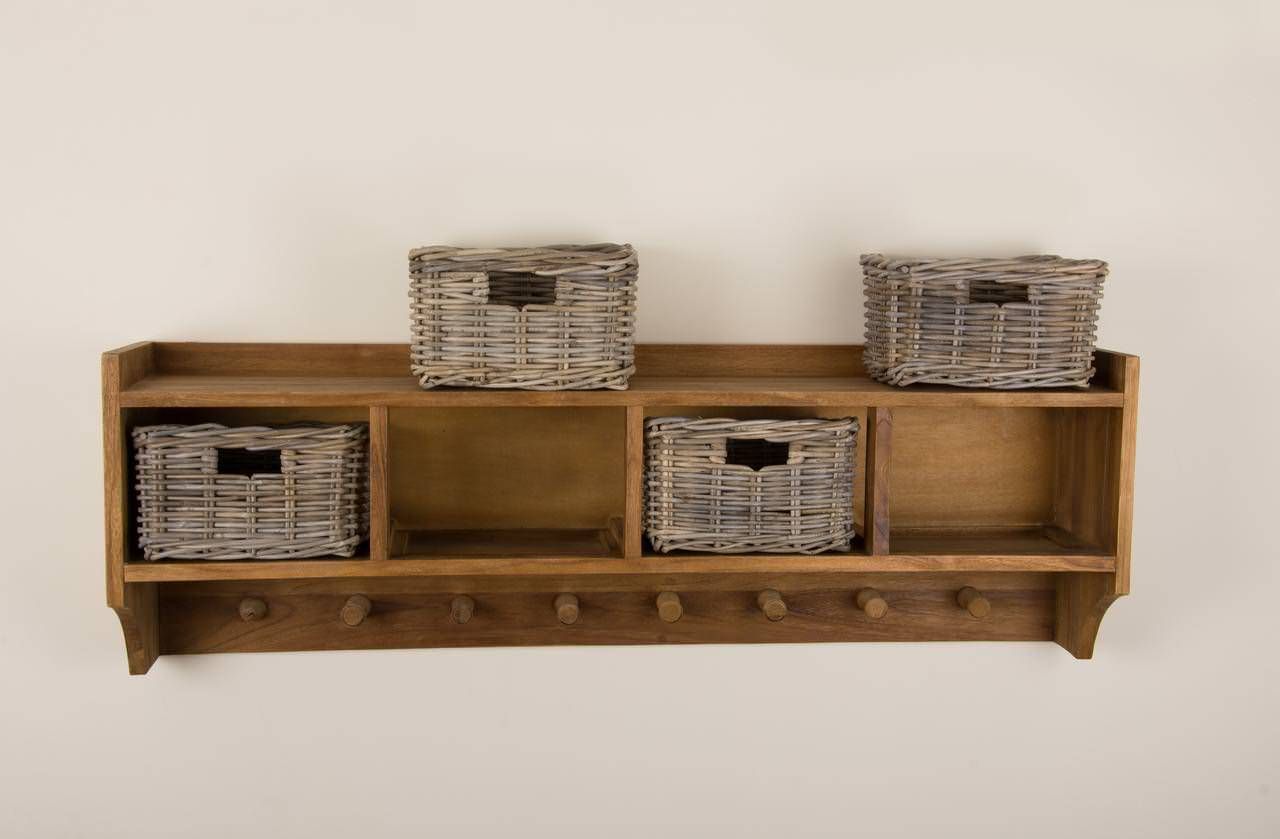 Reclaimed Teak Coat Hook Storage Unit Four Basket Sustainable Furniture