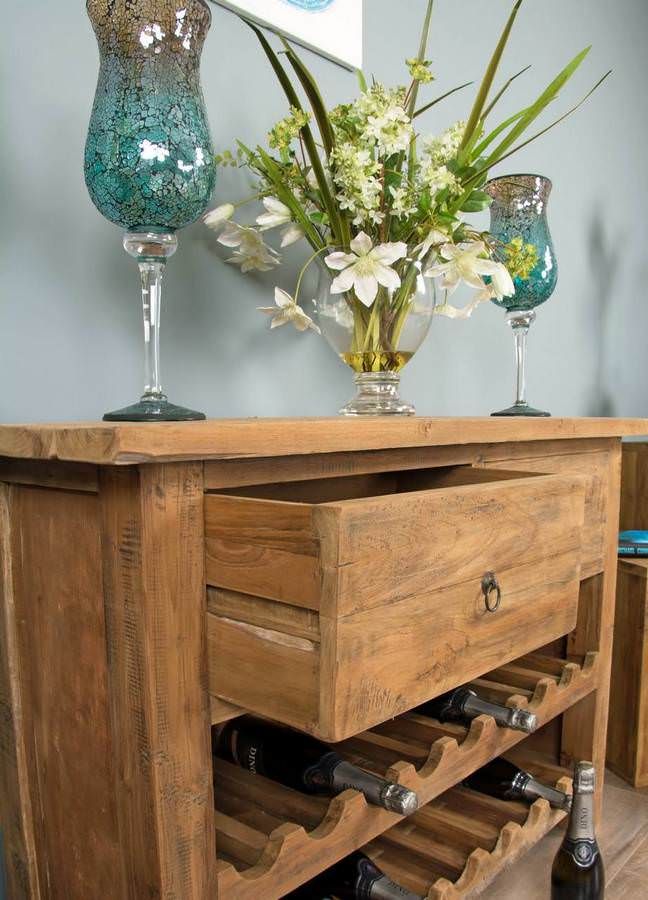 Reclaimed Teak Rustic Wine Rack Sustainable Furniture