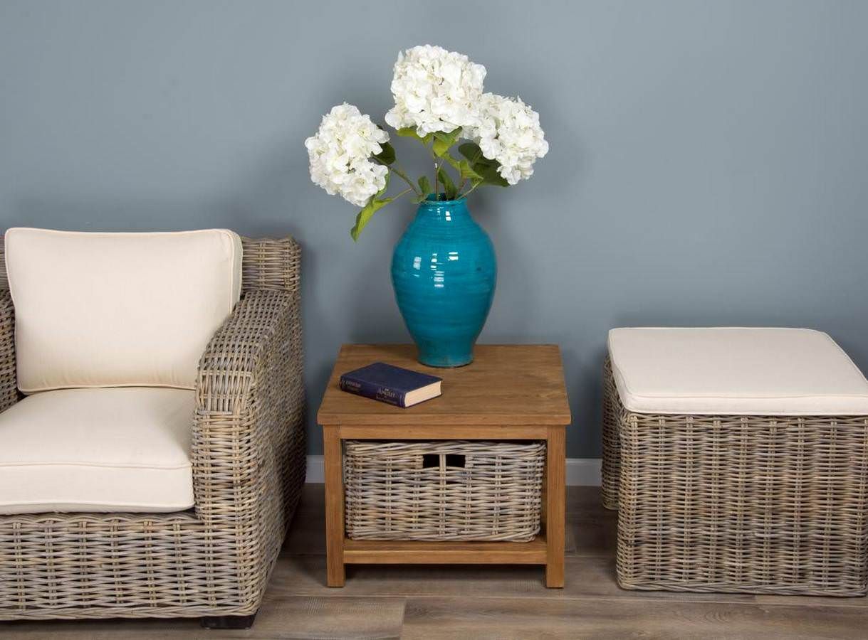 Reclaimed Teak Storage Unit/Storage Chest with one Kubu Grey Natural