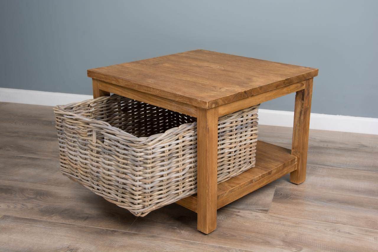 Reclaimed Teak Storage Unit/Storage Chest with one Kubu Grey Natural
