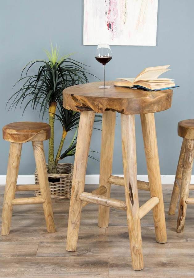 Alpine Chunky Teak Bar Table with 2 or 4 Stools Sustainable Furniture