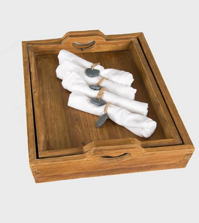 Solid Reclaimed Teak Serving Tray Sustainable Furniture