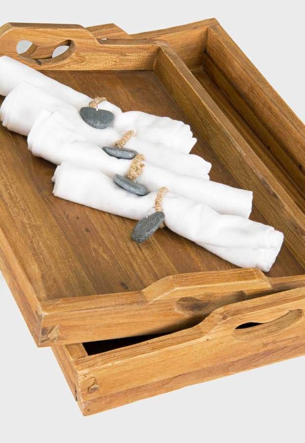 Solid Reclaimed Teak Serving Tray Sustainable Furniture