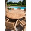 1.5m x 1.5m-2.3m Teak Circular Double Extending Table with 10 Marley Chairs - 6