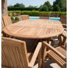 1.5m x 1.5m-2.3m Teak Circular Double Extending Table with 10 Marley Chairs - 10