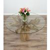 1.2m Reclaimed Teak Flute Root Circular Dining Table with 4 Donna Dining Chairs  - 9