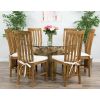 1.2m Reclaimed Teak Flute Root Circular Dining Table with 4 Santos Dining Chairs  - 12