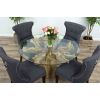 1.2m Reclaimed Teak Flute Root Circular Dining Table with 4 Windsor Ring Back Dining Chairs - 1
