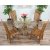 1.2m Reclaimed Teak Flute Root Circular Dining Table with 4 Santos Dining Chairs  - 0