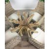 1.2m Reclaimed Teak Flute Root Circular Dining Table with 4 Donna Dining Chairs  - 2