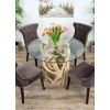 1.2m Java Root Circular Dining Table with 4 Velveteen Ring Back Dining Chairs  - 1