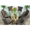 1.2m Java Root Circular Dining Table with 4 Velveteen Ring Back Dining Chairs  - 5